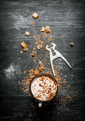 Hot chocolate with cane sugar.