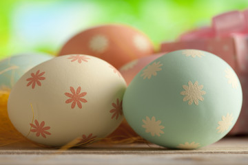 Easter eggs in pastel colors
