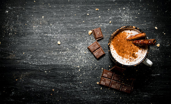 Aromatic Cocoa Drink With Cinnamon And Chocolate.