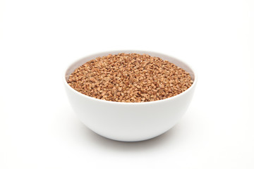 buckwheat grain in the white plate