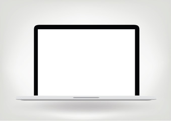 modern laptop illustration with blank screen isolated on gray 