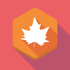 Long shadow hexagon icon with an autumn leaf tree