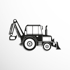 Fototapeta na wymiar Construction machinery. Tractor. Vector icon.