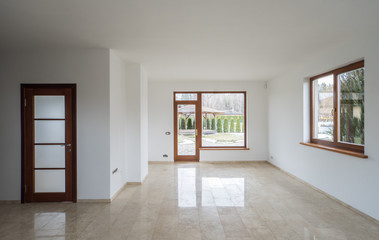 Empty room in new built modern private house. 