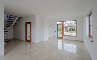 Empty room in new built modern private house. 