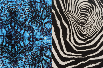 texture of print fabric striped snake leather and zebra