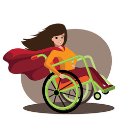 
Superhero girl in a cool wheelchair. EPS 10 vector.