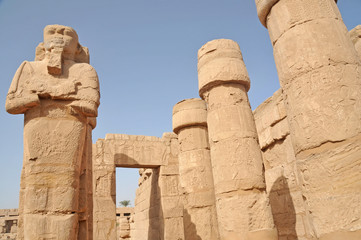 Columns and statues at Karnak Temple