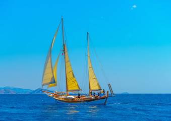 Fototapeta premium sailing in Spetses island in Greece