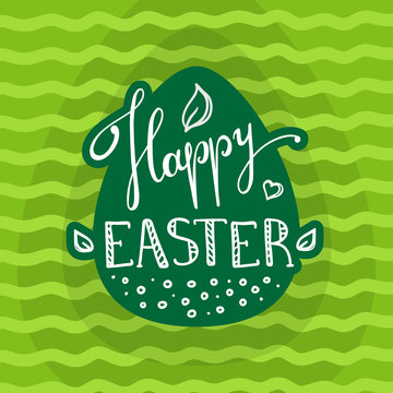 Vector Happy Easter greeting card design with lettering