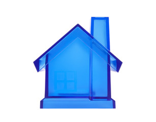 Crystal blue house isolated on white with clipping path