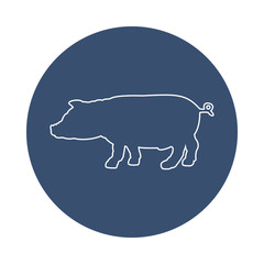 Silhouette of pig vector icon.