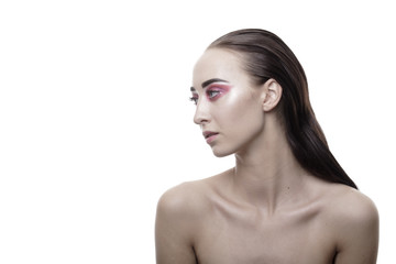 Obraz premium The girl red make-up