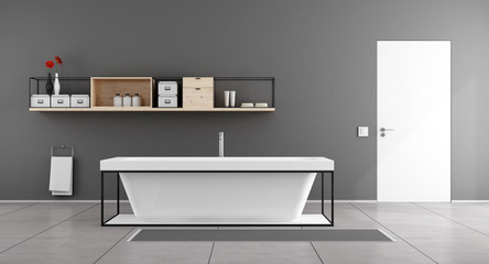Fototapeta na wymiar White and gray minimalist bathroom