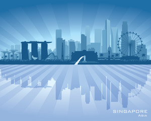 Fototapeta premium Singapore city skyline vector silhouette