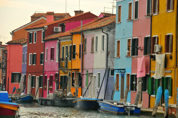 Fototapeta na wymiar Colourful houses in Burano, Venice