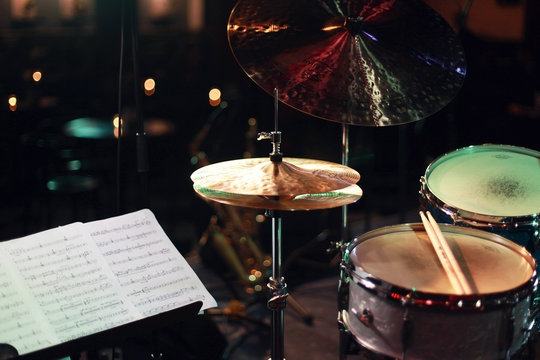 Drums on the stage before show starts