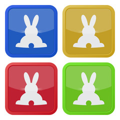 set of four square icons with back Easter bunny