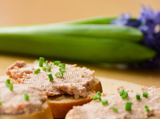 Sandwiches with meat pate.
