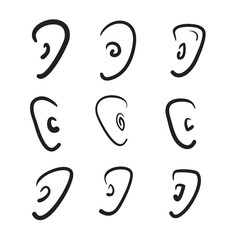 Hand drawn ears vector illustration icon set
