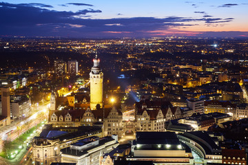 Nächtlicher Blick auf Leipzig