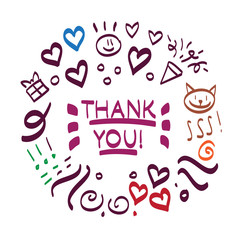 Thank You hand drawn vector scribble icon symbol