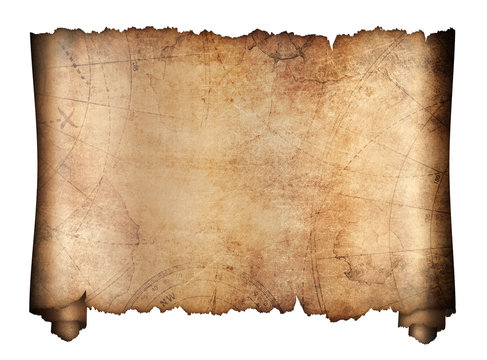 old treasure map roll isolated