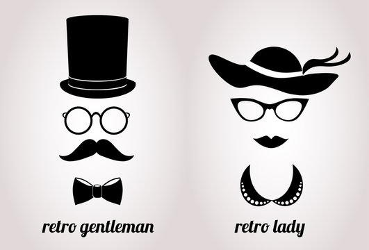Retro and gentleman vector icon.