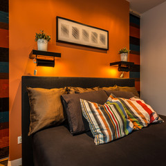 Cosy striped bedroom