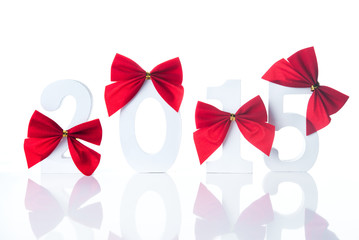 White big numbers with red bow