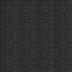 Seamless 3D elegant dark paper art pattern 306 Octagon Square Cross
