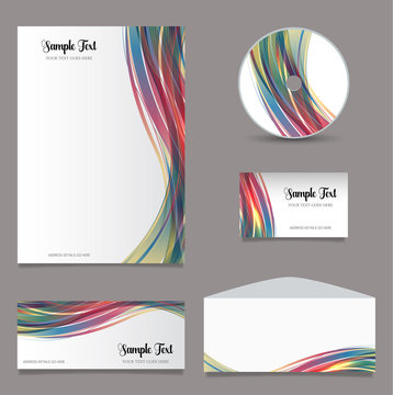 Business stationery layout with wave design