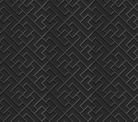 Seamless 3D elegant dark paper art pattern 310 Square Cross Spiral
