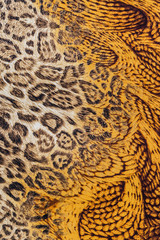 texture of print fabric striped leopard and feather