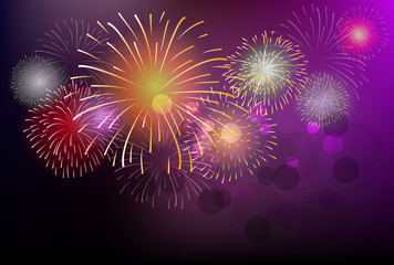 Fototapeta na wymiar fireworks and happy new year