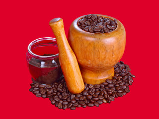 black coffee and coffee beans
