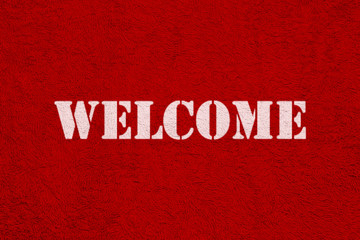 Red carpet and text ' welcome '