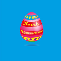 Picture beautiful egg festive congratulation 
Beautiful egg festive congratulation on a blue background with shadow pattern on the egg consists of ribbons with polka dots

