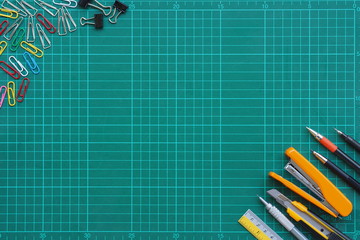 Stationery on a cutting mat