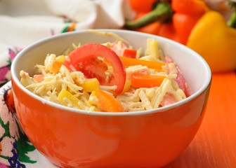 salad with tomatoes, celeriac, sweet peppers