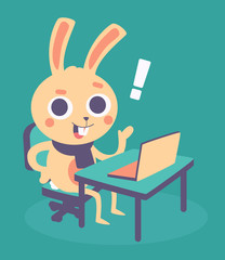 Cute Bunny at Computer