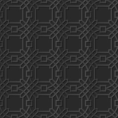 Seamless 3D elegant dark paper art pattern 320 Round Square Cross
