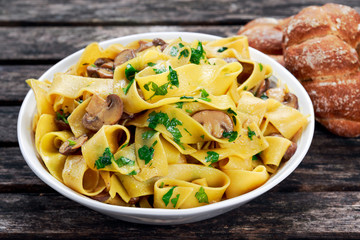 Pappardelle Pasta with mushrooms and other herbs