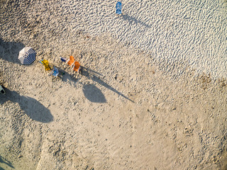 Top View of umbrellas in the Beach