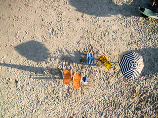 Fototapeta na wymiar Top View of umbrellas in the Beach