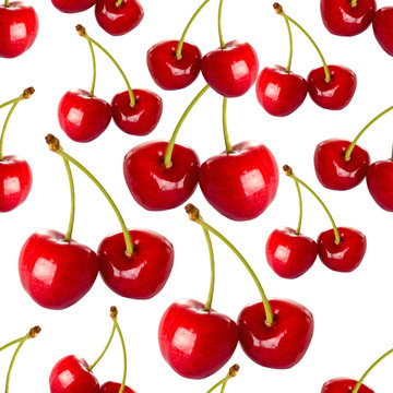 seamless pattern cherry berries red