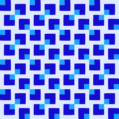 Contemporary seamless pattern of various square shapes in blue shades