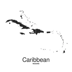 Fotobehang The Caribbean Islands regions map © Binary