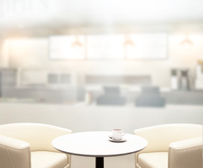 Table Top And Blur Interior of Background