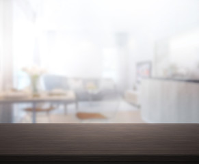 Table Top And Blur Interior of Background